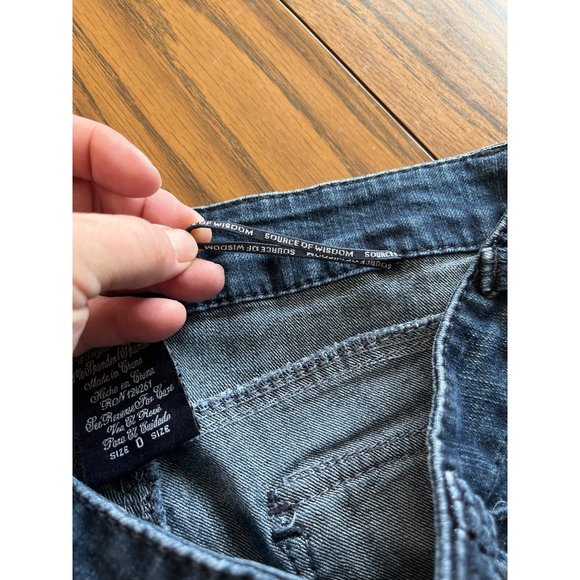 Source of Wisdom woman’s pull on button front straight leg jean size 0 - Picture 10 of 14